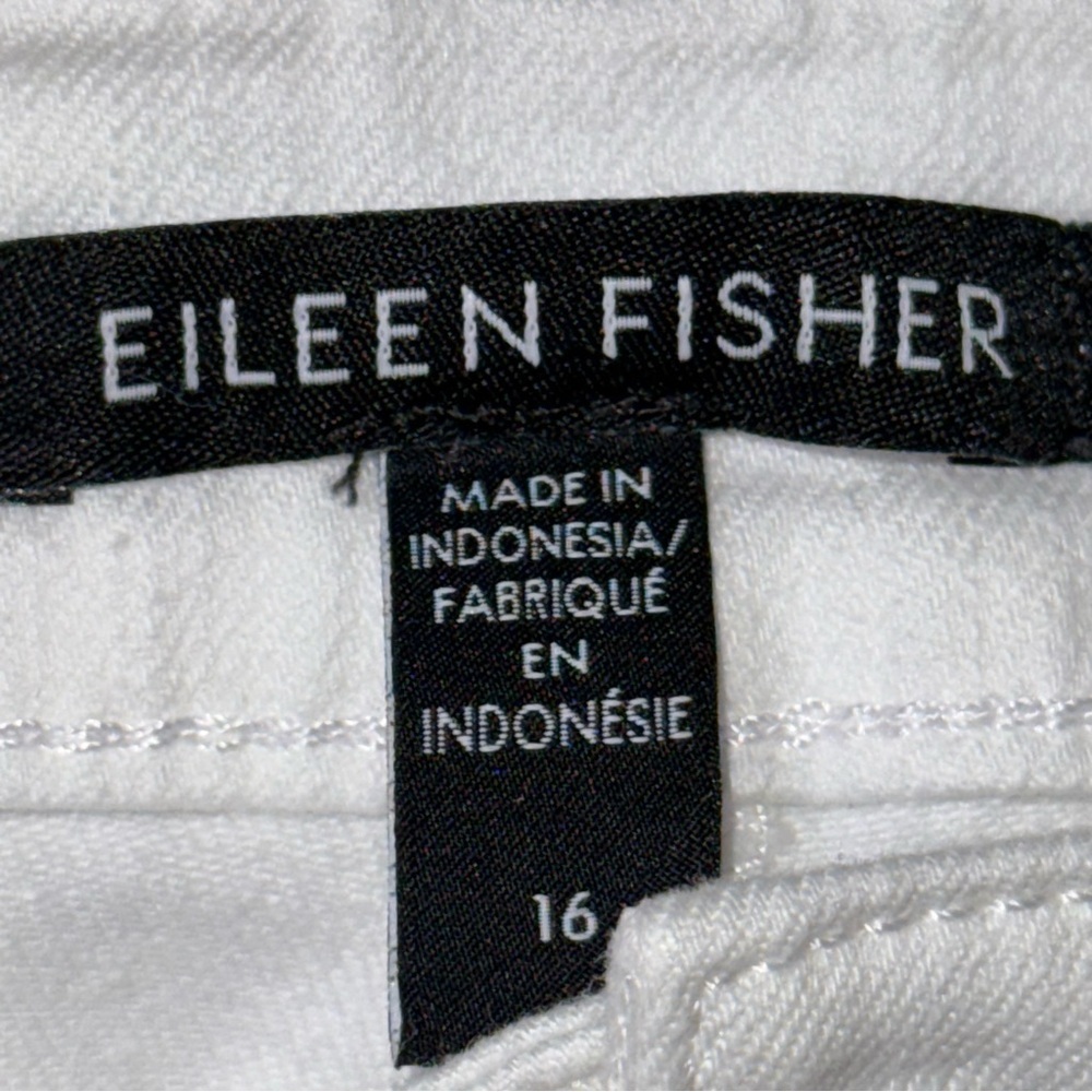 Eileen Fisher Organic Cotton Straight Leg Stretch Denim Pants White - Picture 7 of 14
